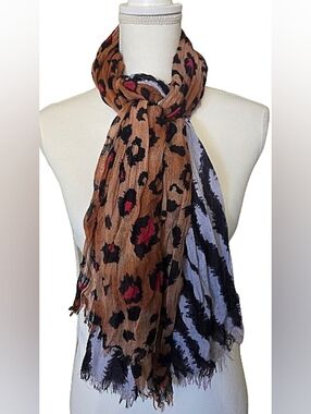 Leopard Print Multi-Color Long Lightweight Fashion Scarf